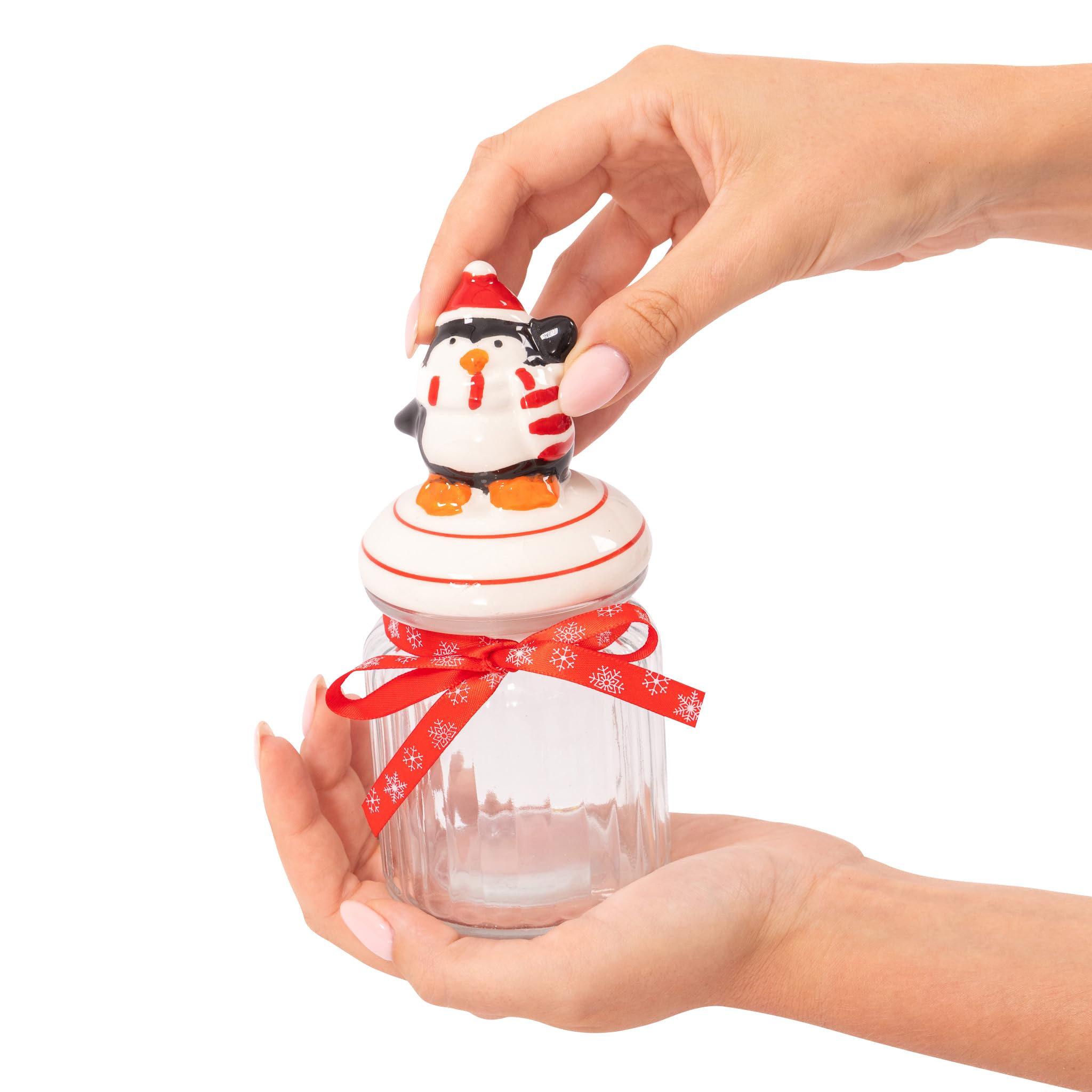 Bocaux en verre fantaisie de Noël en forme de pingouin avec motifs de pingouin