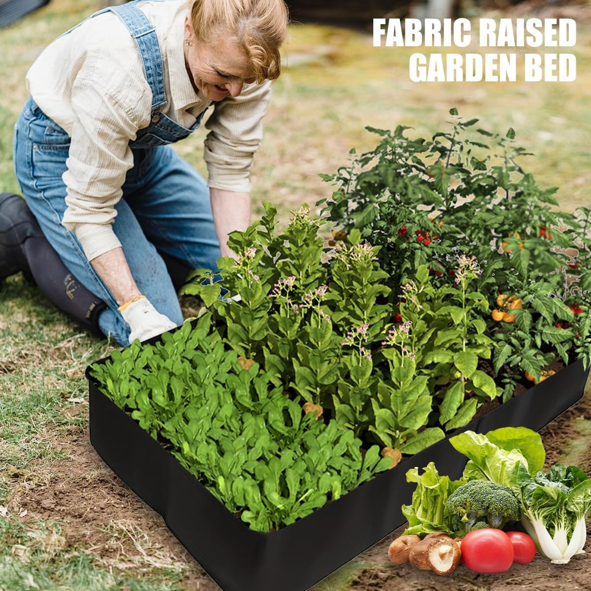 (2 Pack) 128 Gallon Rectangular Planting Bags and 50 Gallon Round Flower Bed Planting Bags, Suitable for Growing Vegetables, Potatoes and Flowers in The Garden