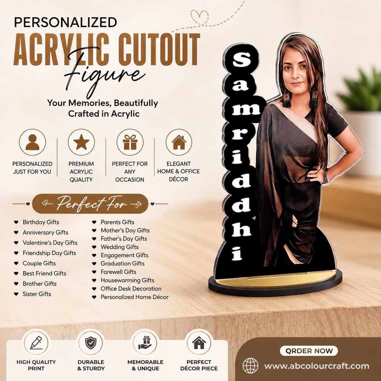 A b Colour Craft Personalized Photo Standee with Custom Name, 6 Inch MDF Cutout, Table Top Stand, Gift for Birthday, Anniversary 2