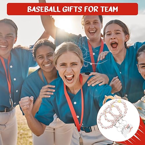 Miniatura 7 de Siifert 20 llaveros de béisbol de Navidad, regalos de equipo de béisbol, cuentas de madera, pulseras deportivas para regalos de adolescentes y niñas