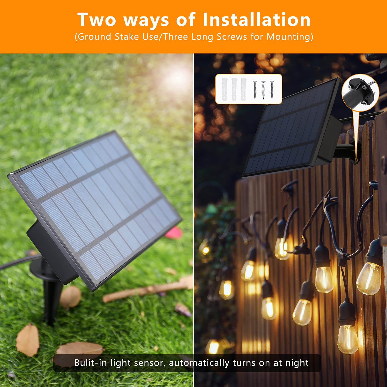 Flacchi Solar Bistro Lights Waterproof Shatterproof S14 Edison Lights