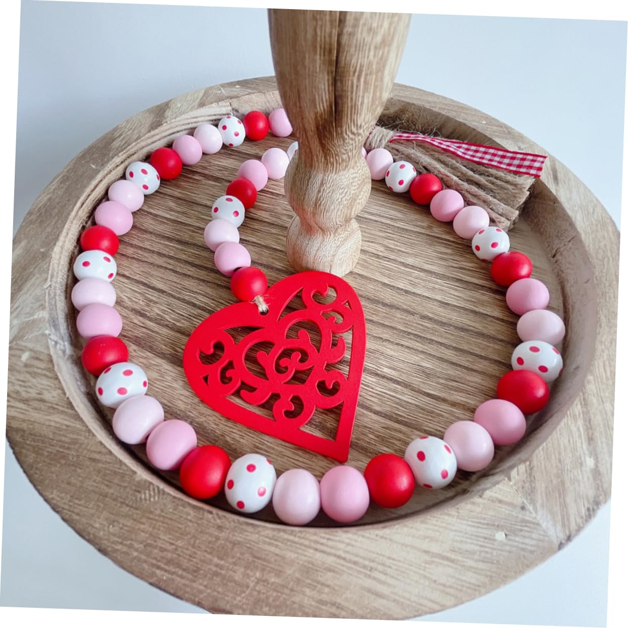 5 Stücke Perle Dekoration Valentinstag Holz Bead Garland Quaste Für Home Festliche