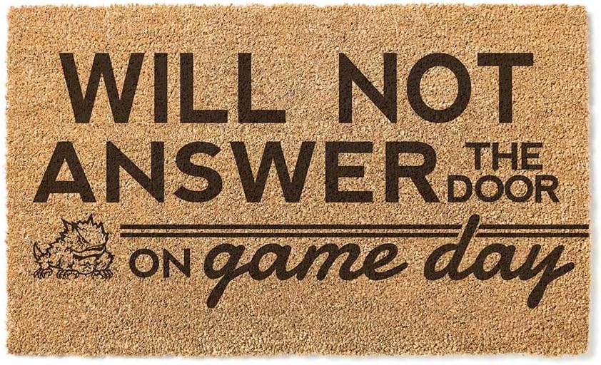 KH Sports Fan TCU Will Not Answer on Gameday Coir, 18x30 Inches, Outdoor Rug Display Your Team Spirit with This Unique Texas Christian Horned Frogs Doormat, Multi
