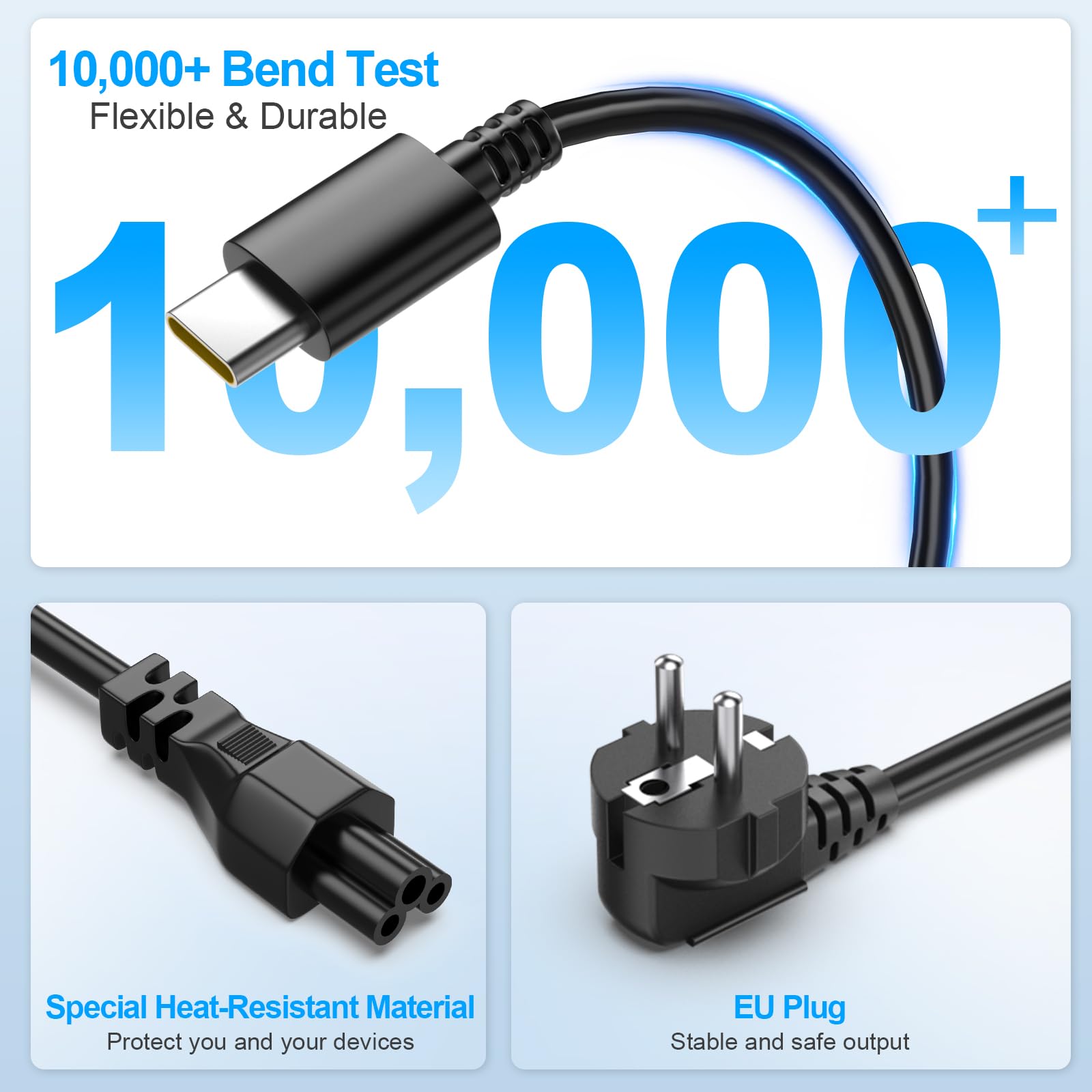 Caricatore USB C 65W per Lenovo ThinkPad X1 Carbon T14 T480 T490, Yoga, HP, Dell, Acer