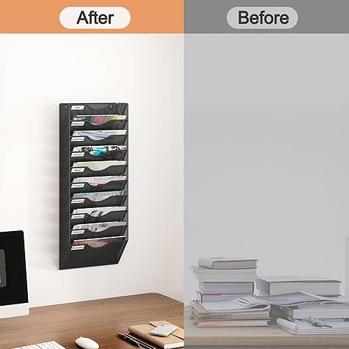 Miniatura 4 de Soporte de archivos colgante de 13 bolsillos, organizador de archivos de pared de metal, organizador de archivos colgante para oficina, organizador