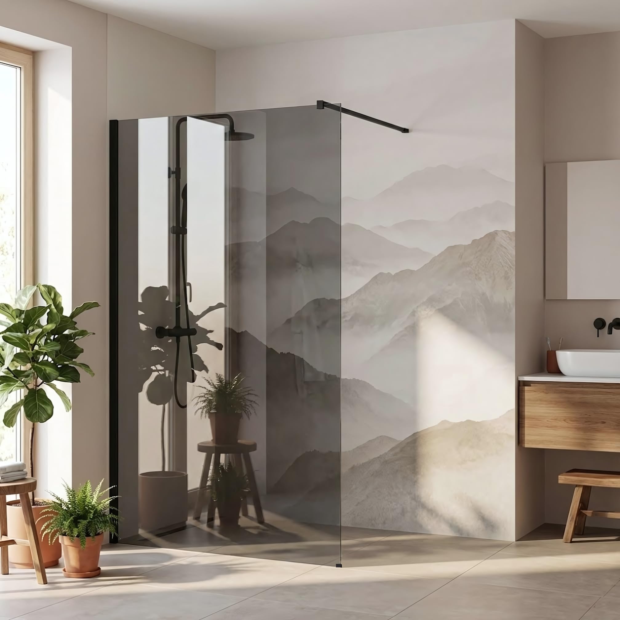 Rea ścianka prysznicowa Flexi Grey 110, Czarny