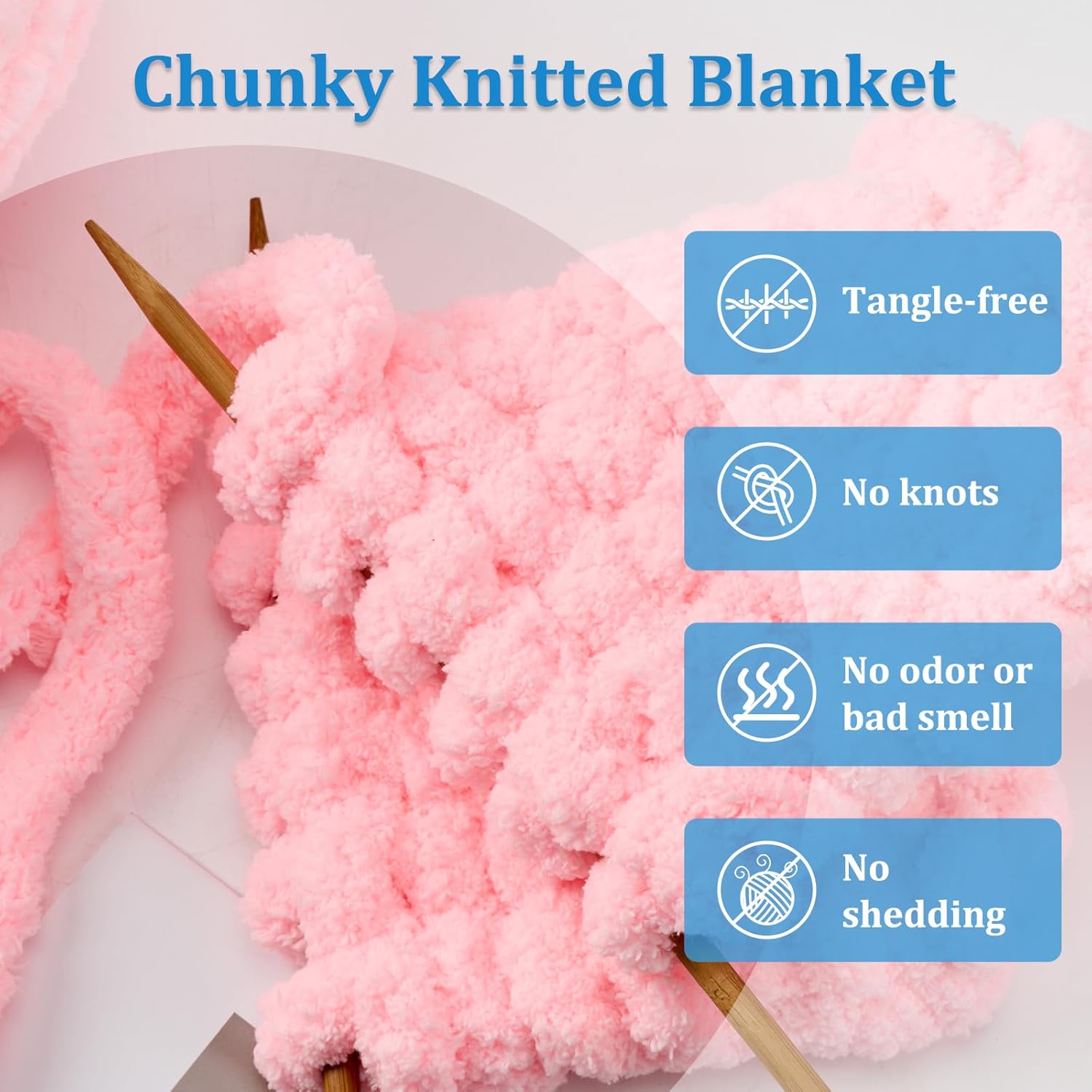 Pink Chunky Chenille Yarn for Crocheting - Durable Soft Yarn,Thick Yarn for Blanket,Scarves,Sweaters,Easy Work for Beginners and Pros,4.4LB