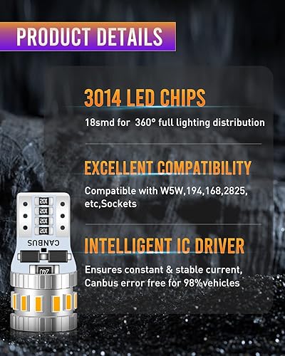 Miniatura 3 de LUYED 194 bombillas LED de color rojo brillante 168 2825 W5W T10 18-SMD 3014 chipsets LED sin polaridad bombillas de repuesto para cúpula de coche,