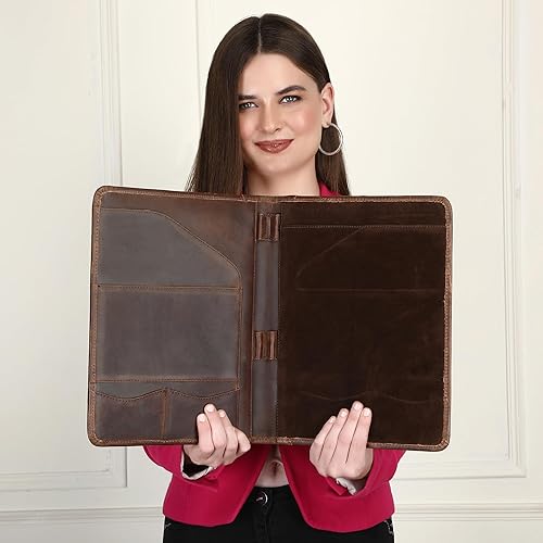 Miniatura 7 de Organizador profesional de cuero para hombres y mujeres, carpeta de documentos A4, soporte para currículum, blocs legales de 8.5 x 11 pulgadas, bloc