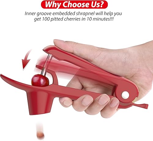 Miniatura 10 de Ordekcity Herramienta para picar cerezas, herramienta para descorazonar cerezas de acero inoxidable, removedor de pozos de frutas para mermelada de
