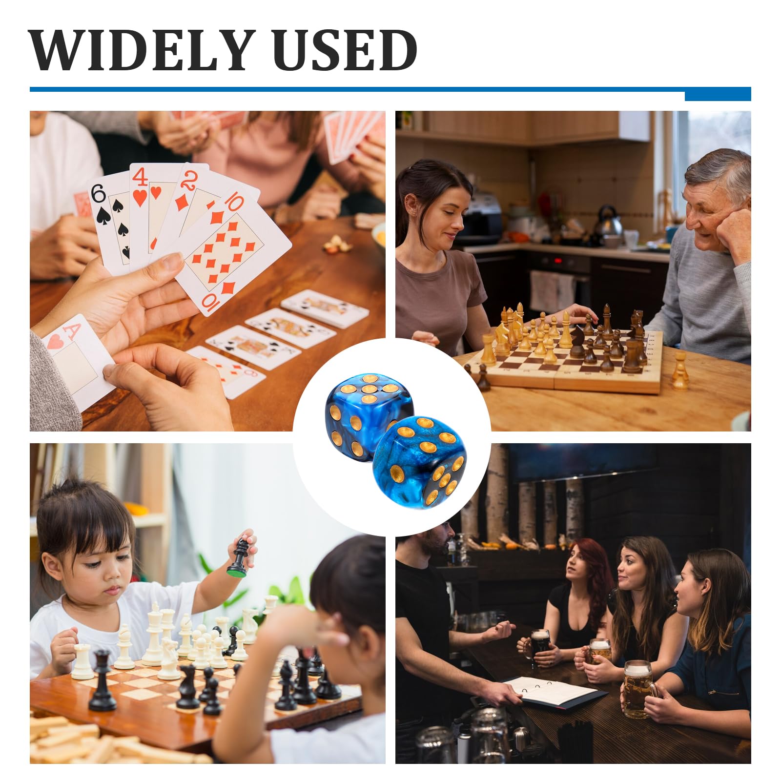 JIEYAO 20 Stück Würfel Set, Polyedrische Würfelset D6 Würfel Set 16mm Blau Acryl Dice Spielwürfel Blau und Rot Farbwürfel mit Goldpips Bunte Würfel für Rollenspiele Würfelspiele Tischspiele