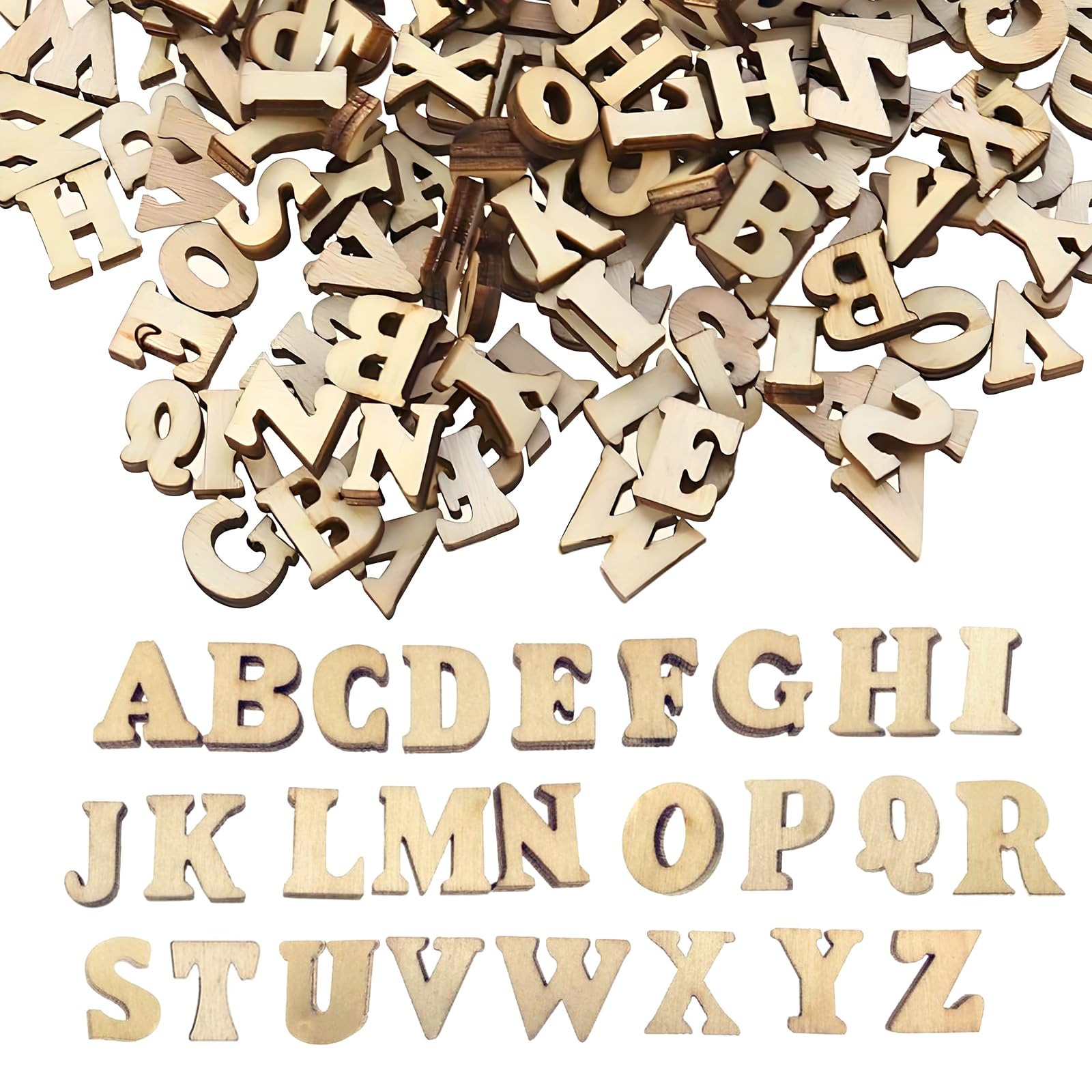 Takfree Wood Color Wooden Letters For Crafts, 208 Pcs Small Wood Letters 15Mm Mini Craft Wooden Letter For Scrapbooks Home Decorations