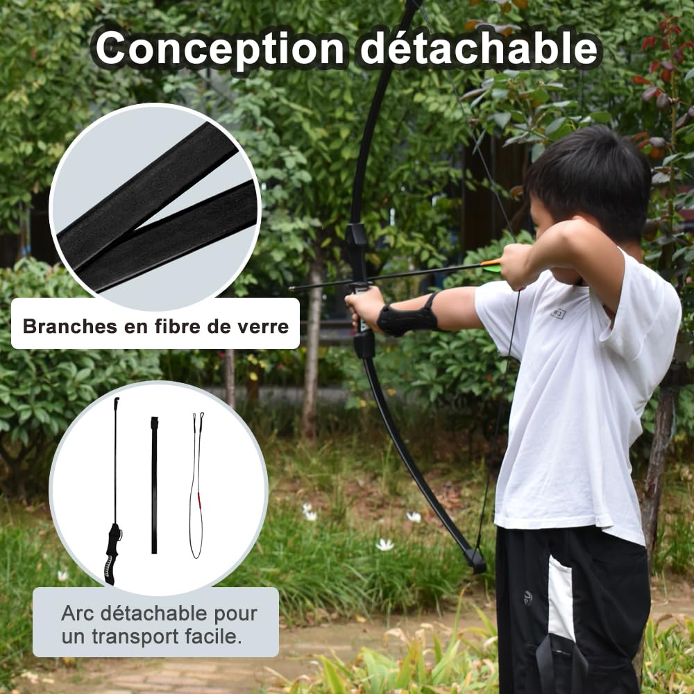🏹 Set D'arc Recourbé Pour Enfants : Flèches à Ventouse, Cible, Protège-bras - 91,5 Cm