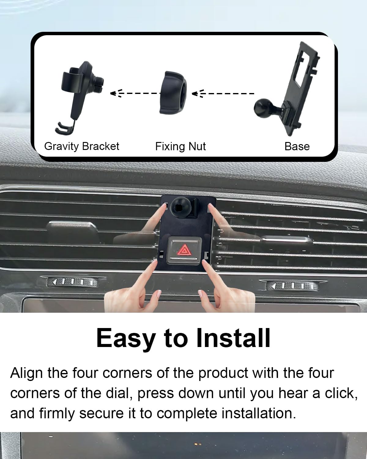 Supporto per Smartphone Auto Compatibile con VW Golf 7 2014-2020, Supporto a Gravità Custom-Fit per Bocchette di Aria per iPhone 17/16/15 Smartphone 4.0"-7.0"