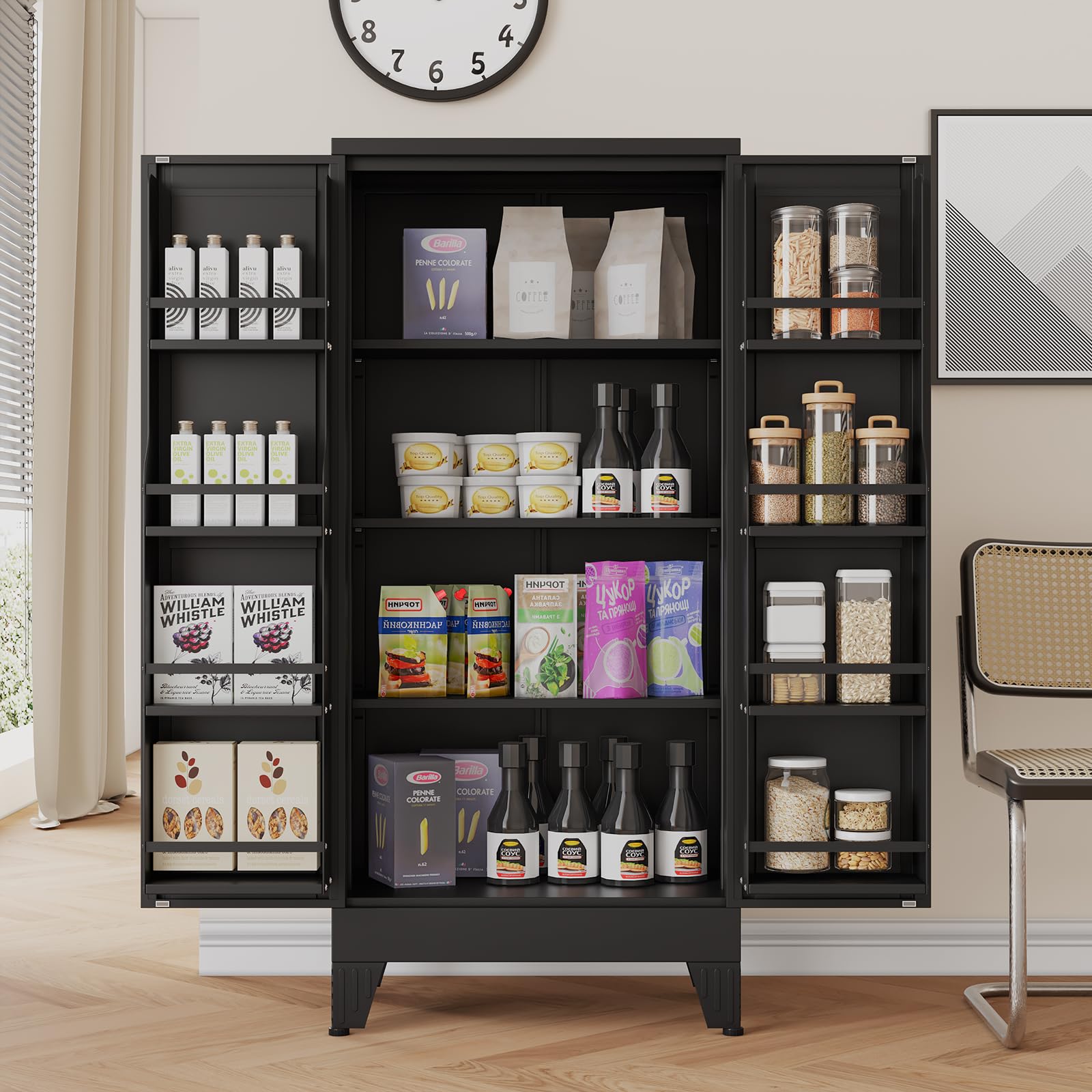 erosoei 51" H Metal Kitchen Pantry Storage Cabinet,Storage Cabinets with Doors and Adjustable Shelves,Freestanding Food Pantry Cabinet Cupboard for