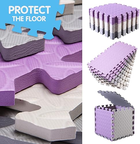 Miniatura 3 de Tamiplay Tapete de juego de espuma de 16 azulejos para bebé, suaves y seguros, tapetes de espuma EVA para el piso, tapete cuadrado de juego para