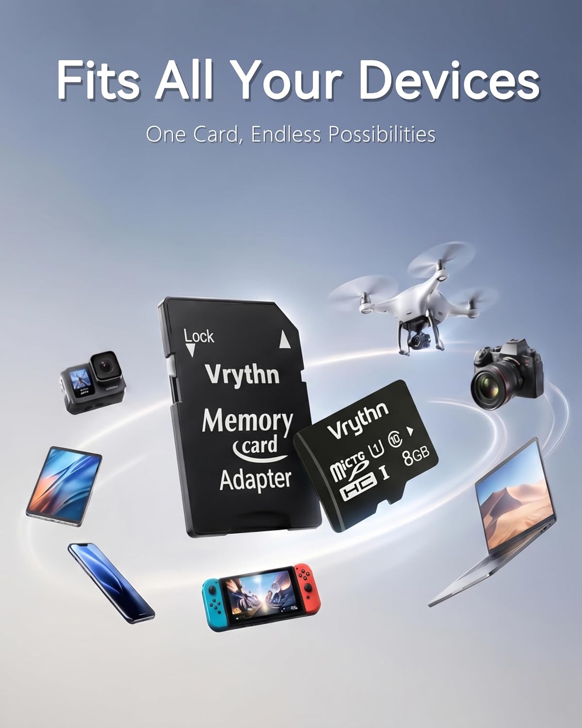 8GB Micro SDHC Card with SD Adapter, A1 Micro SD Card up to 90 MB/s image 2
