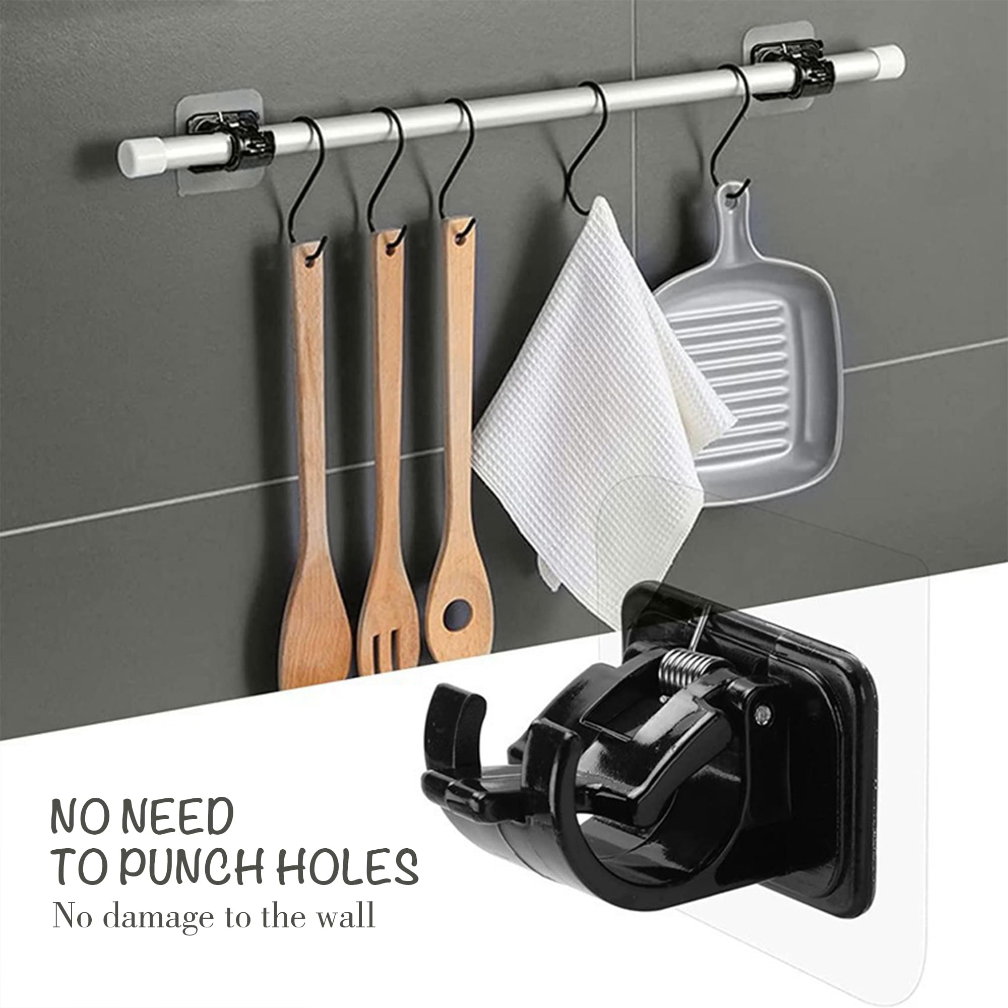 KOSHIFU 12 Staffe Autoadesive Per Asta Tende - Supporti Trasparenti Senza Foratura Per Finestre E Bagno - Foto 6