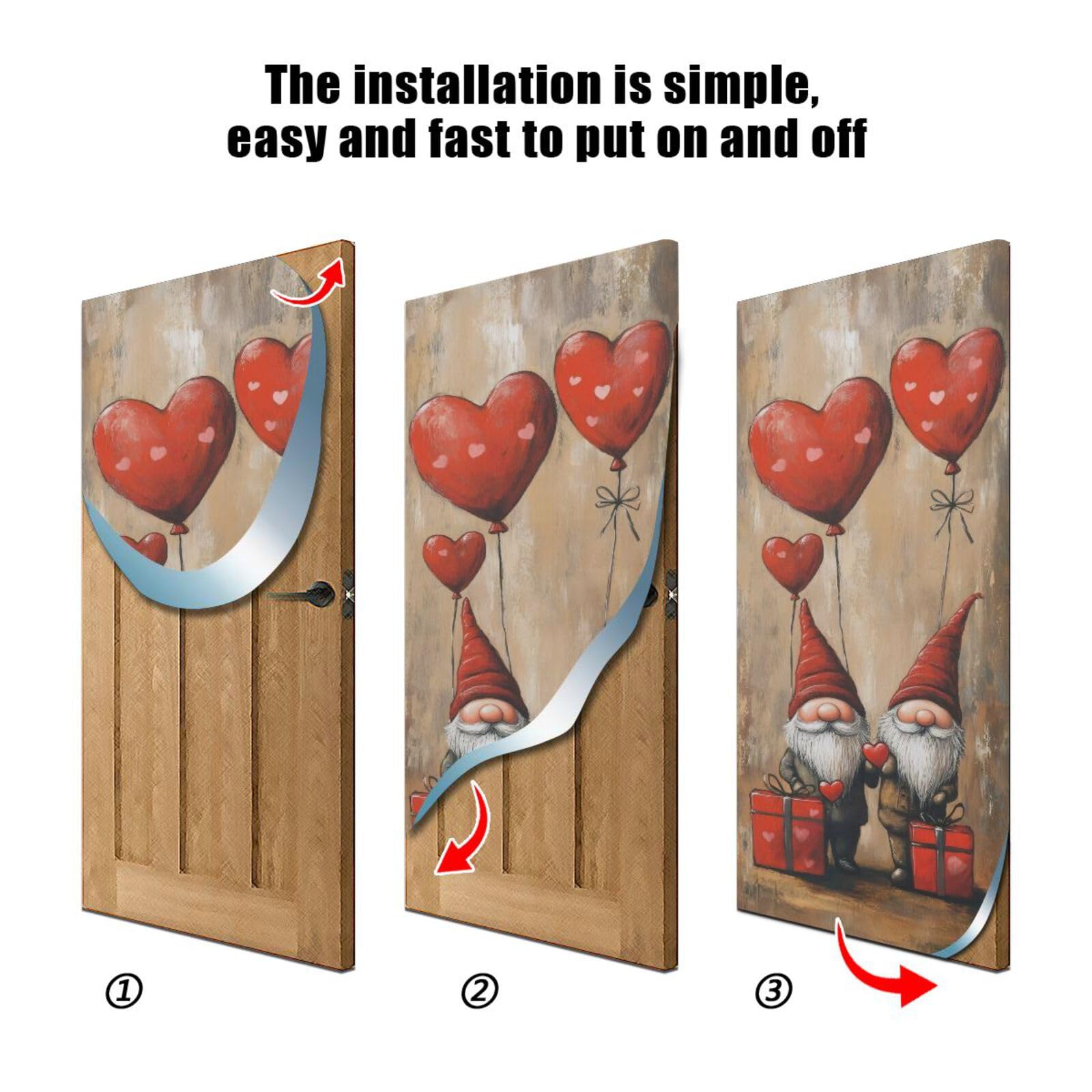 FLildon Valentine's Day Gnomes Love Door Cover Decoration, Party Accessory Porch Decor for Festive Ornament Room Door Covers 36 x 98 Inch
