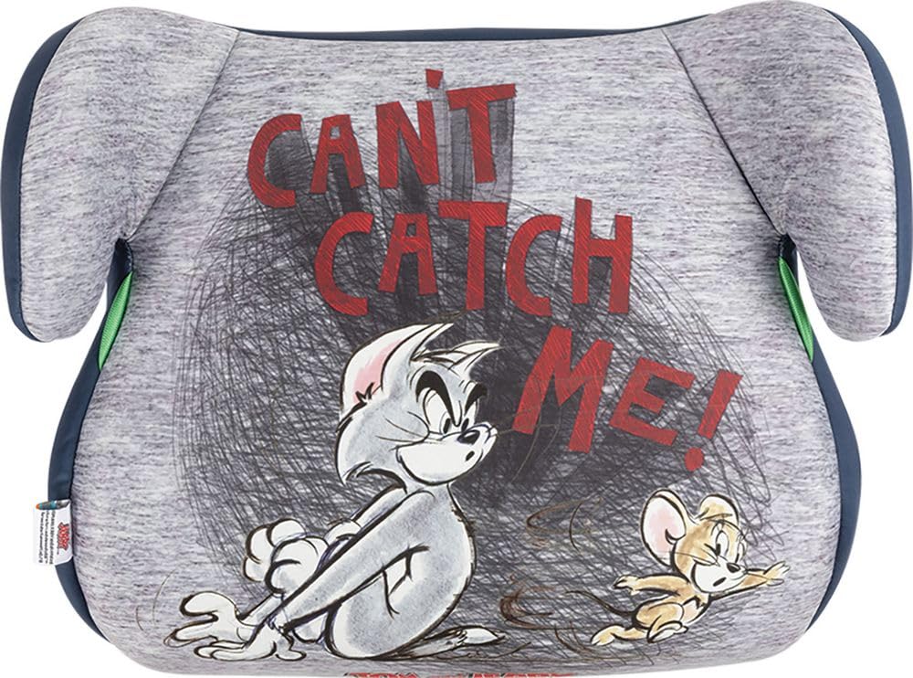 Tataway Warner Bros Tom & Jerry seggiolino alzatina auto i-Size ECE R129. Rialzo bimbi 125-150 cm con grafiche di Tom & Jerry, seduta grigia, comodo e sicuro per ogni viaggio in auto