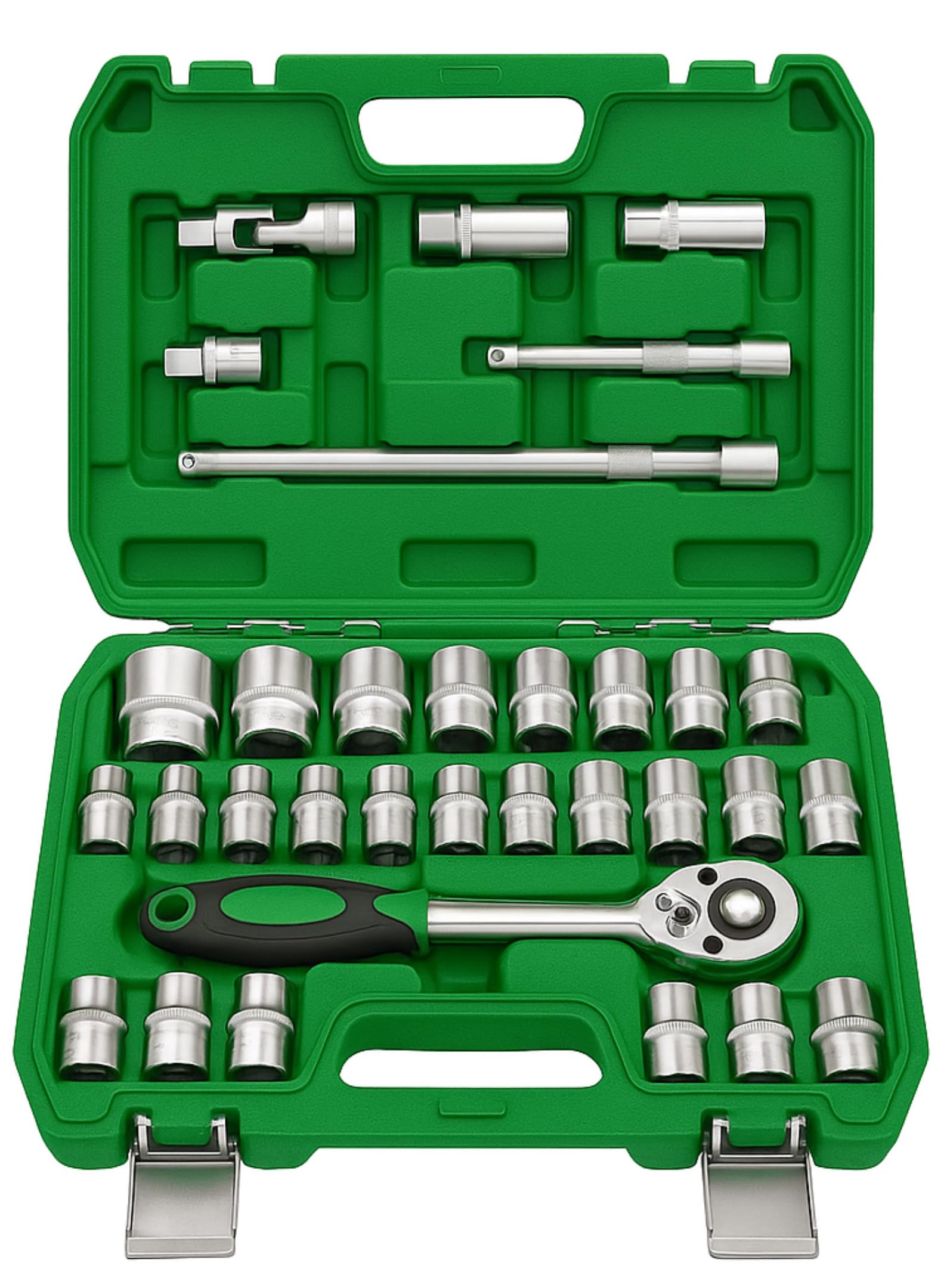 Heavy Duty Hex Professional Chrome Vanadium Hand Tool Kit, 32 Pcs DR Socket Wrench Set (1/2 Inches) For Repairing Work, DIY, Auto Repairs Car & Bike