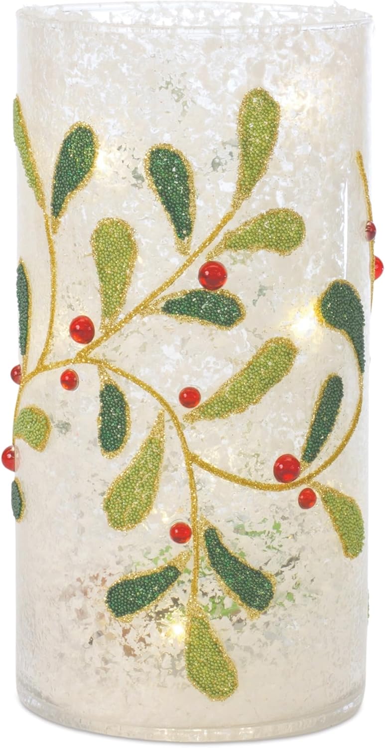 Melrose International Beaded Glass Mistletoe Candle Holder (Set of 2)