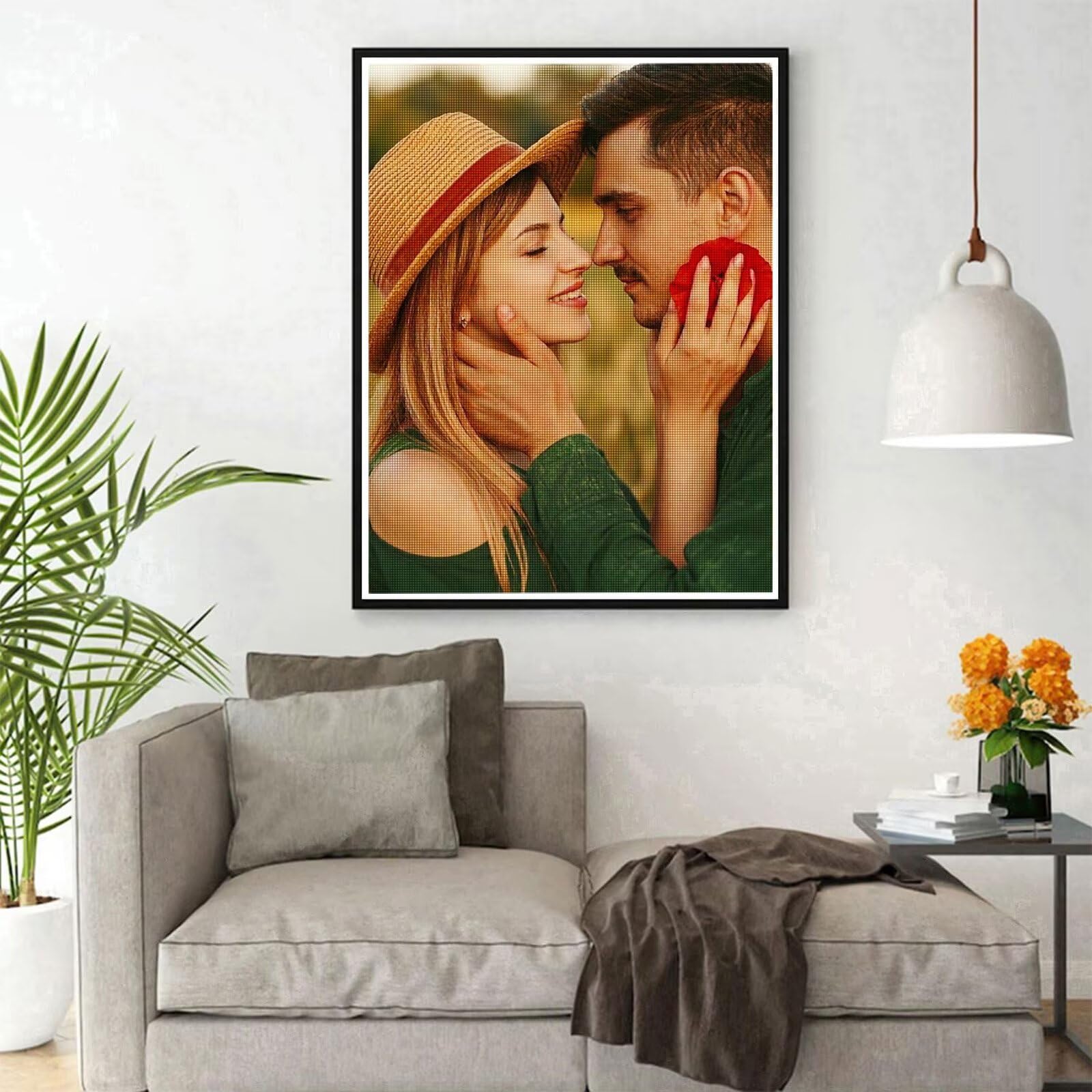 Diamentowe malowanie niestandardowe zdjęcie 70 x 90 cm, 5D haft diamentowy kompletny zestaw z Twoim obrazem, sztuka tworzenia DIY według numeru, wspaniały prezent pamiątkowy ślub rodzinne zwierzęta