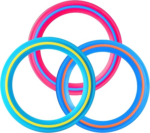 JEEFUD Disco volador para niños y adultos, anillo volador de 11 pulgadas, paquete de 3 discos suaves para jugar deportes en la playa, patio trasero,