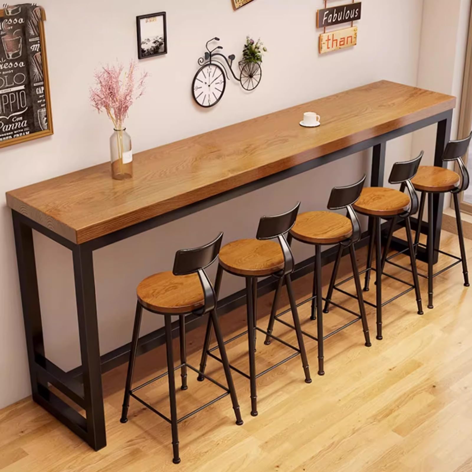 Table haute avec piètement en métal robuste et finitions soignées pour intérieur
