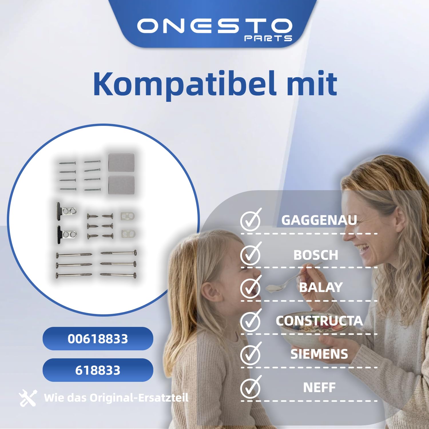 Spülmaschinentür Montagesatz Bosch 618833 00618833, Vollversenkbare Frontplatte Ersatz Kompatibel mit Neff Geschirrspülern