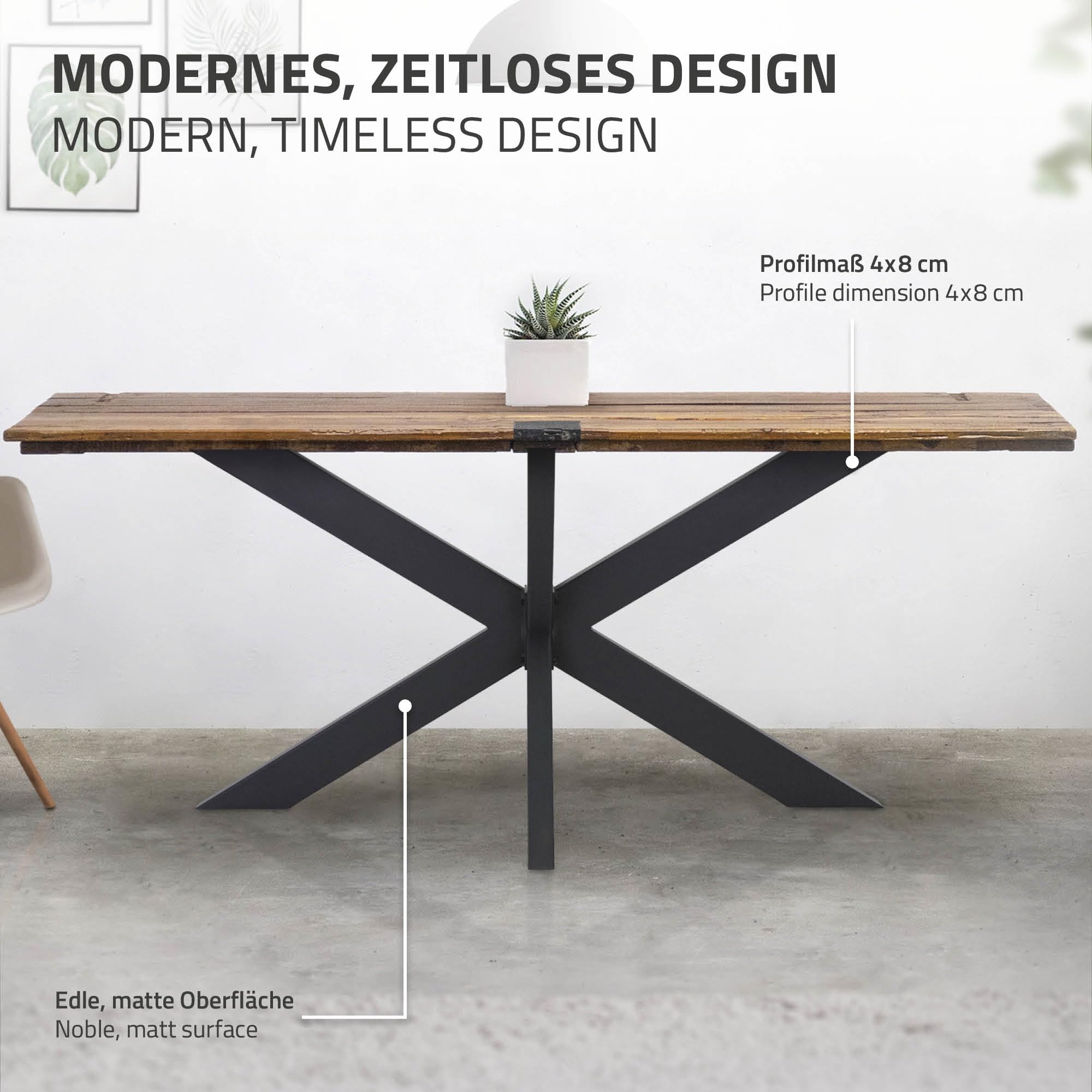 ML-Design Pata de Mesa Industrial Cruzadas 78x71x120cm Negro Diseño Araña Forma X Patines Metálicos para la Base de Encimera Acero con Recubrimiento Polvo Pies Soporte Auxiliar Decorativo de Hogar