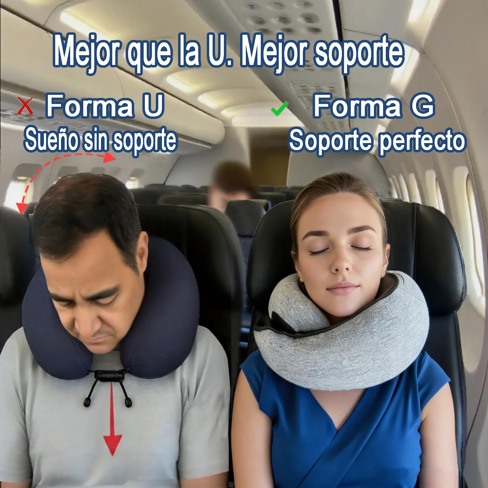 Almohada de Viaje, Almohada de Cuello para avión con Capucha, Soporte de Espuma viscoelástica de 360°, Funda Lavable para Coches, Tren y Oficina (Gris)
