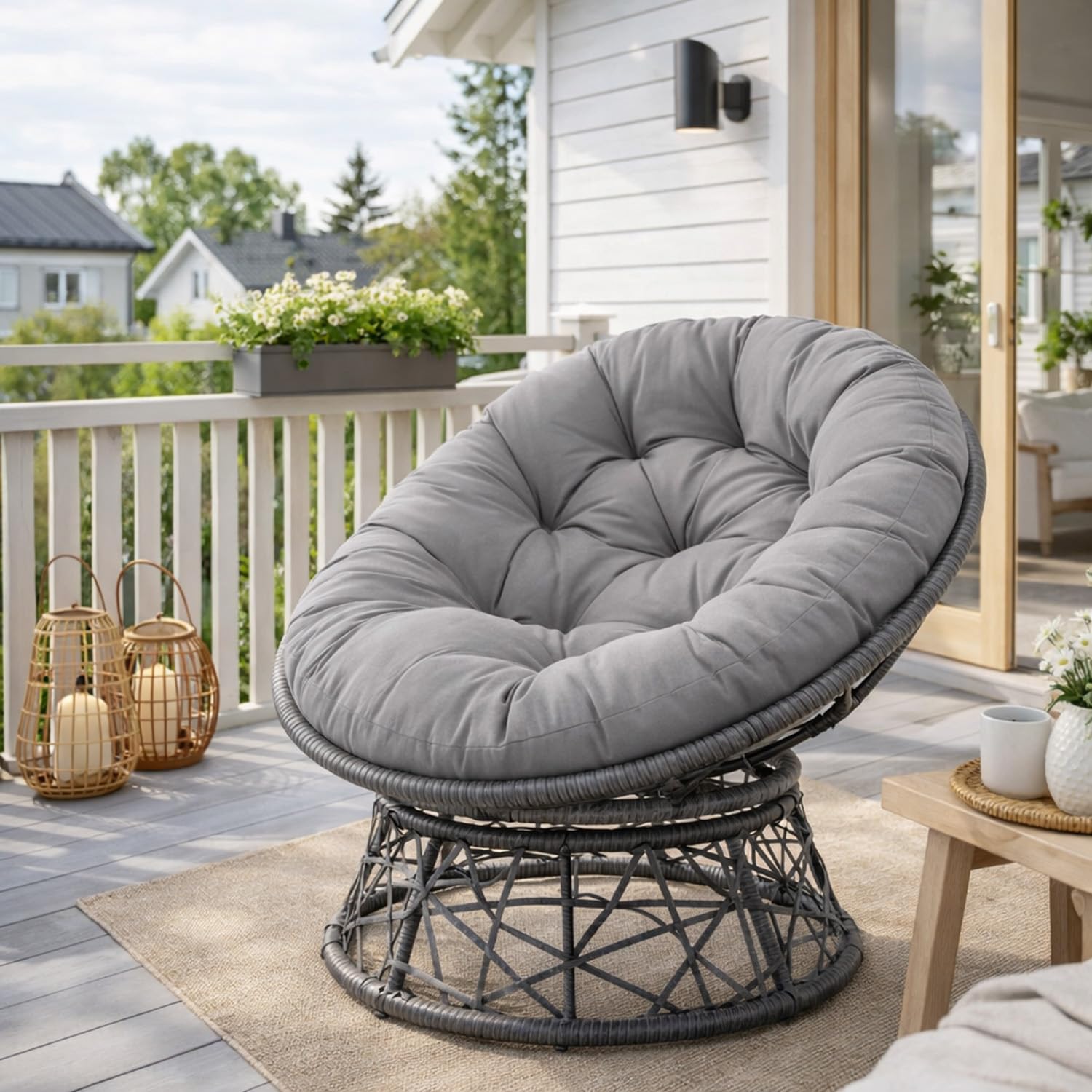 Poltrona Relax Girevole Da Esterno 360° 64 x 80.5 cm Grigio