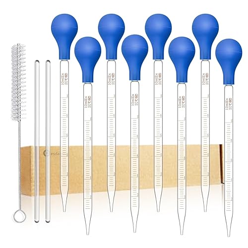 Pipetas de vidrio con cuentagotas de 0.3 fl oz, pipeta de laboratorio graduada, pipeta líquida (8)