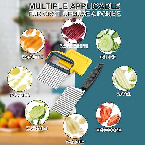 Miniatura 3 de Cortador de arrugas de acero inoxidable, chips de zanahoria de patata, vegetal, dieta vegetariana, arrugado, ondulado, cortador de patatas fritas,