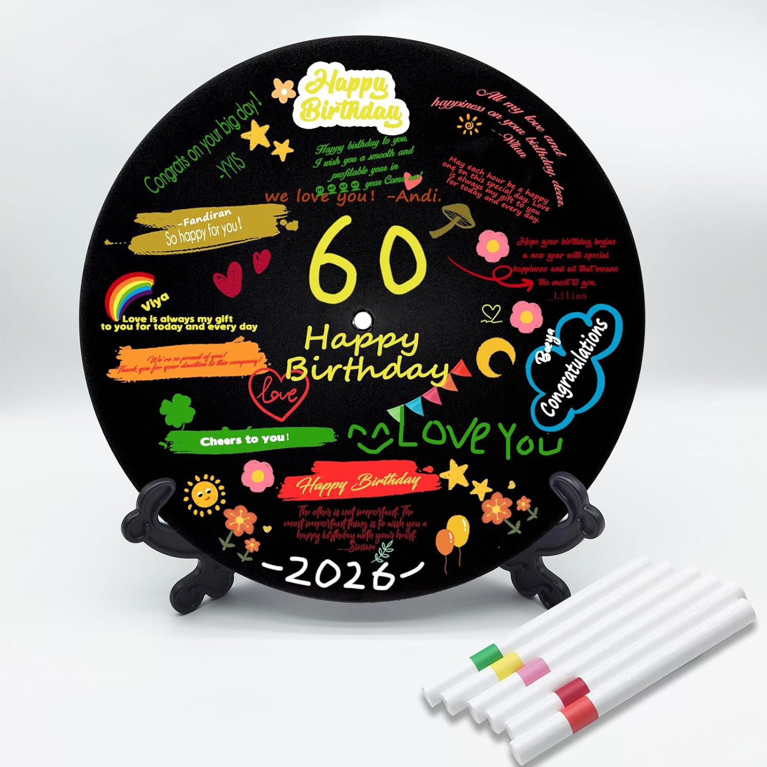 pwvsayjcj Vinyl Record 60th Birthday Decorations Women Men, Back in 1966 Birthday Party Poster 60 Year Old Birthday Party Decorations Supplies, 60th Gifts Funny Ideas, Large Guest Book 11.6" x 11.6"