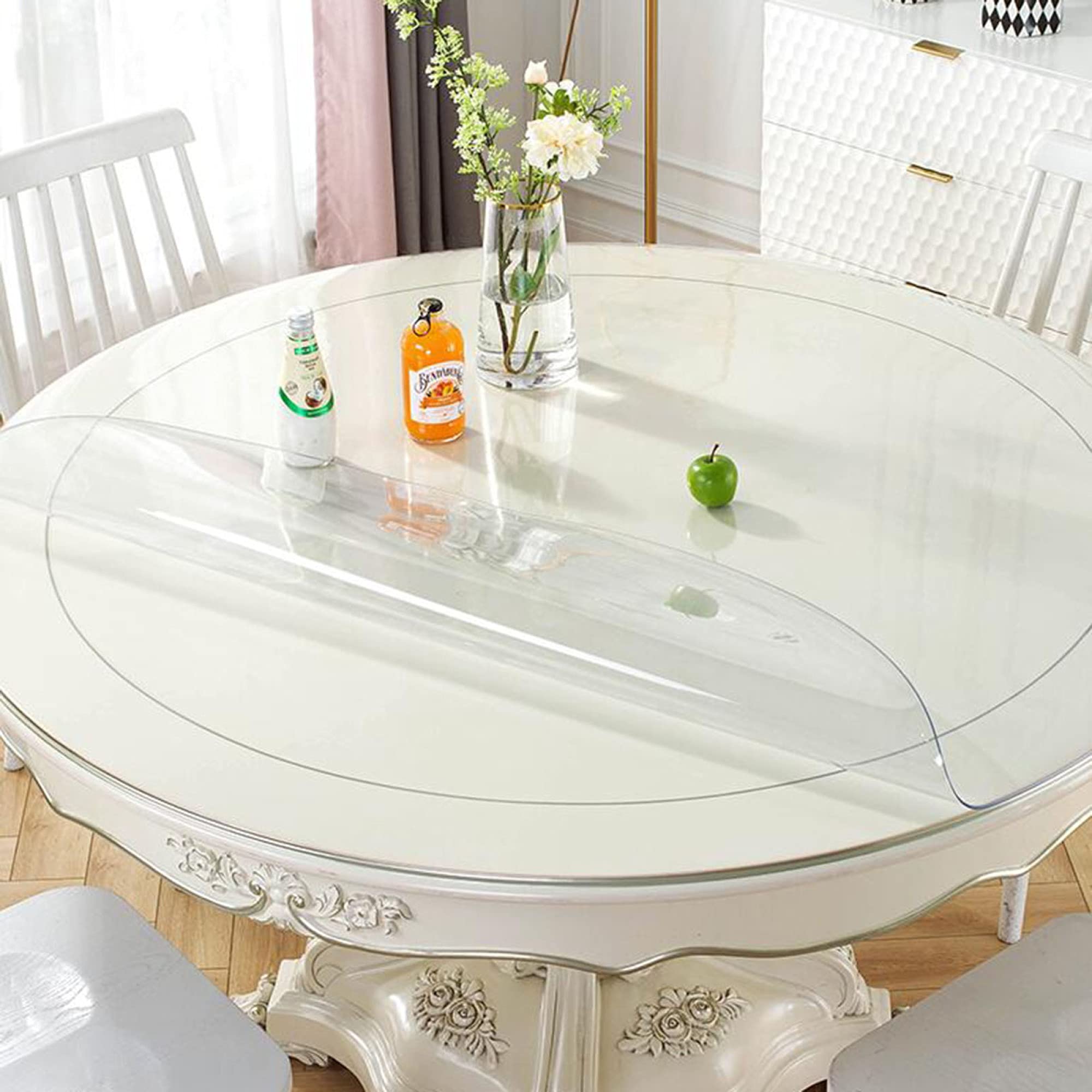 Round Transparent PVC Tablecloth, Waterproof, oilproof and odorless placemat, Suitable for Home, Restaurant and Kitchen Desk Protective Cover, 2mm Thickness/Transparent / 80cm