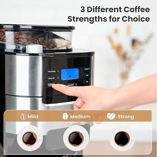 Miniatura 4 de Gevi Máquina de café expreso con molinillo y espumador de leche, cafetera profesional de 20 bares para el hogar, tanque de agua extraíble, varilla