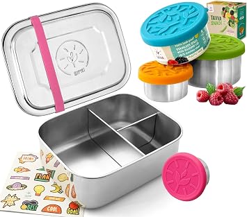 TAVVA Bundle On-The-Go for Kids 27oz Bentobox, Snack Set of 3 - Plastic-Free Food Containers