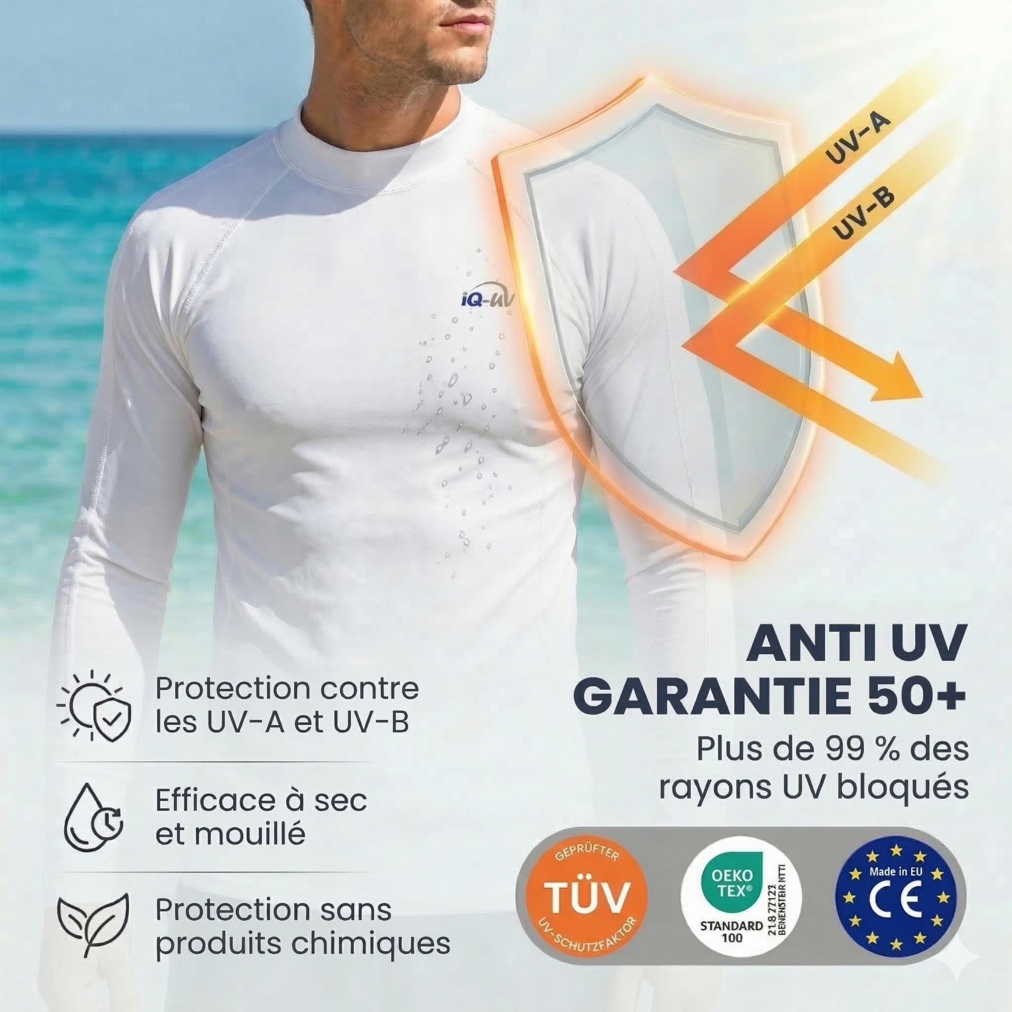 iQ-UV T-Shirt Loose Manches Longues 300, vêtement Anti-UV