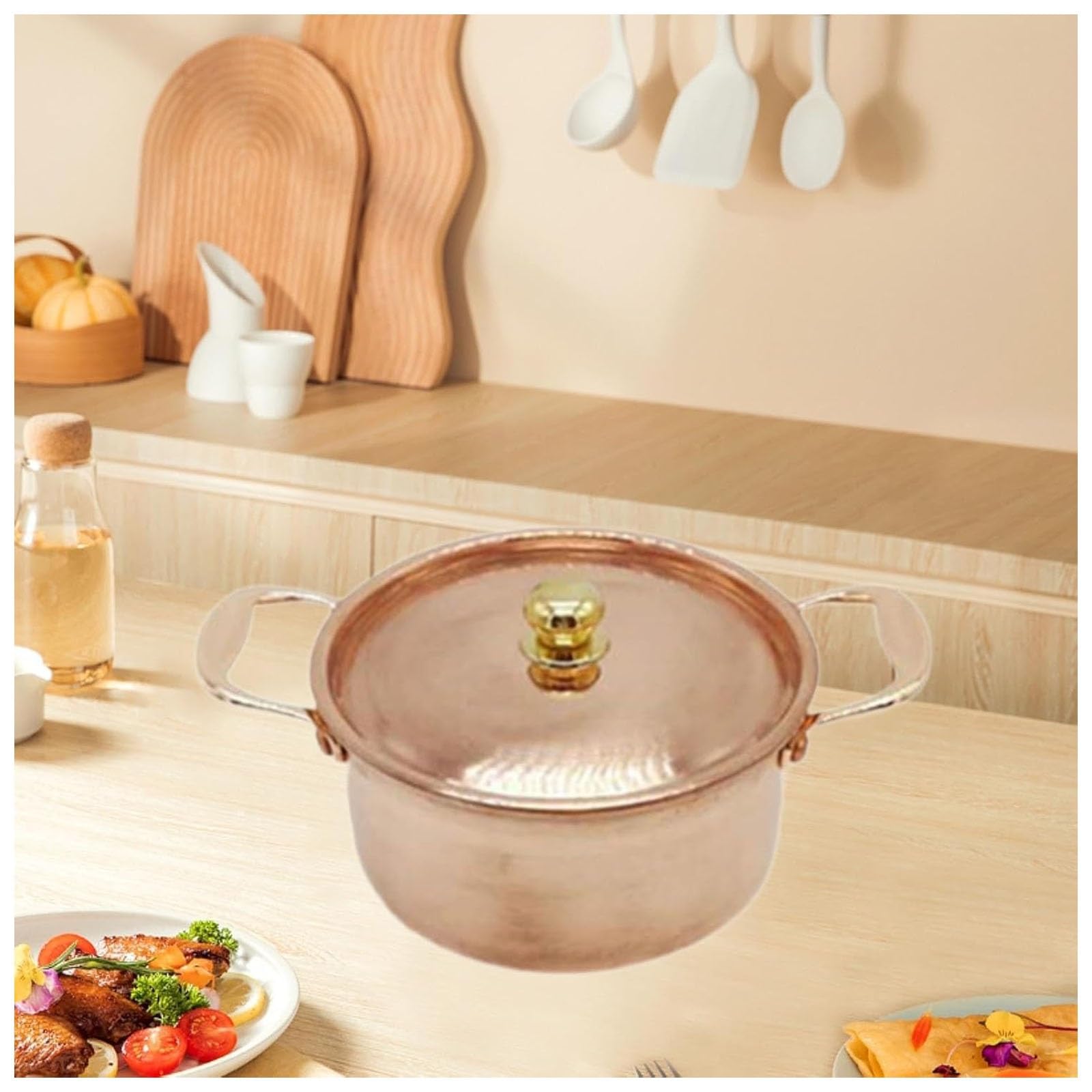 Kupfertopf Suppe Pasta Pot Schmortopf Mit Deckel Doppelohr Suppentopf