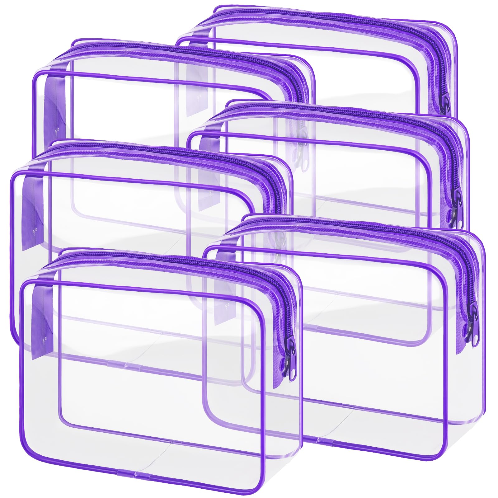6 bolsas de maquillaje transparentes aprobadas por la TSA, bolsa de aseo para viajes, PVC, impermeable, bolsa de cosméticos transparente con cremallera para hombres y mujeres, artículos