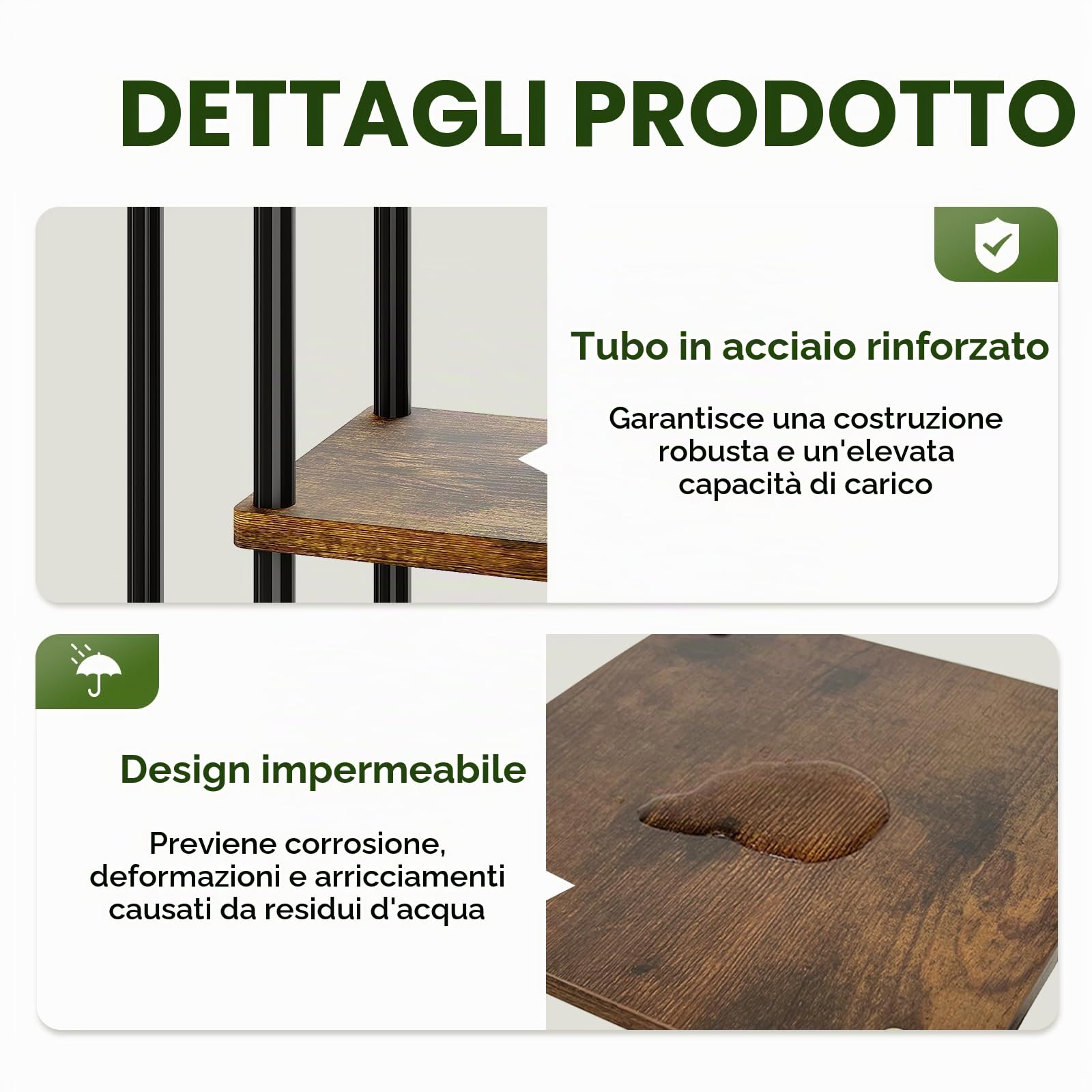 Bamworld Mensola per piante con luce crescente per piante da interno, angolo a 6 livelli, supporto per piante in metallo, supporto per fiori in legno per casa, soggiorno, decorazione patio