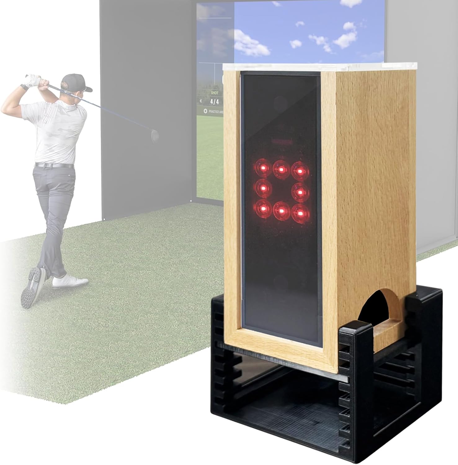 Protective Shield for Square Golf Launch Monitor, Adjustable Leveling Golf Launch Monitor Case, Golf Simulator Enclosure, Portable Golf Tee Monitor Protective Case, Suitable for Indoor and Outdoor Use