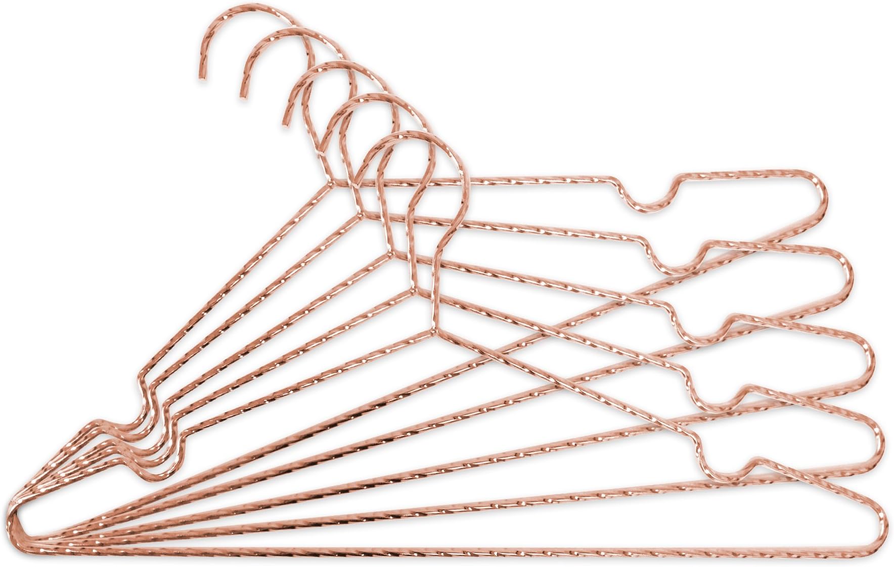 Luxurious, Modern, Strong Metal, “Millionaire” Space Saving Coat Hangers, Rose Gold, Set of 5