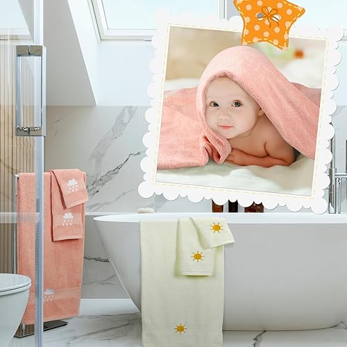Miniatura 3 de VitalCozy Juego de 6 toallas de baño para niños, 100% algodón, suave, absorbente, incluye 2 toallas de baño, 2 toallas de mano, 2 paños para niños y