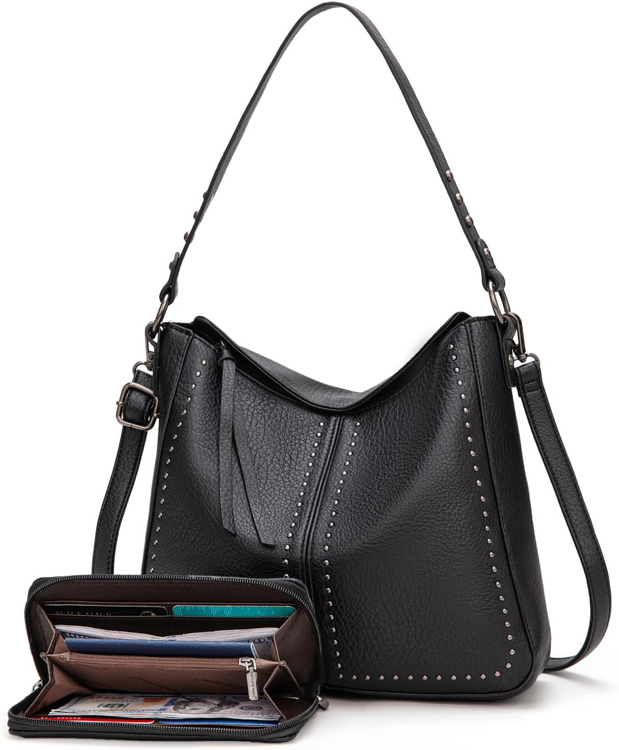 Purse and Wallet 2Pcs Set Hobo Crossbody Bag for Women Shoulder Handbags with Adjustable Strap