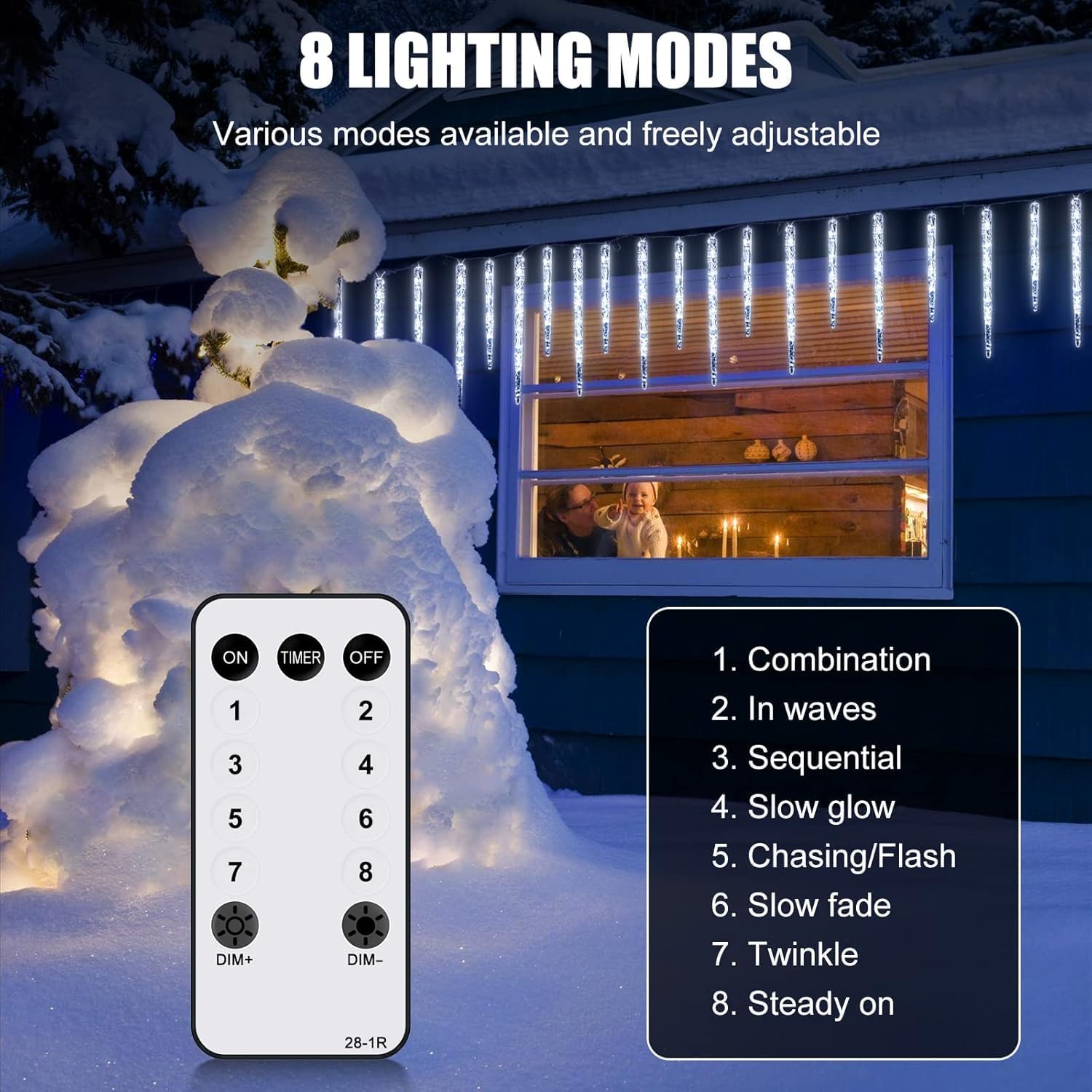 Brightown Icicle Lights Outdoor, 2 Pack Total 40ft 40 Tubes 200 LED Ice Shape String Lights, Connectable Hanging Christmas Decoration Lights for Tree Patio Roof Holiday Decor, Blue and White
