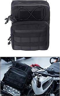 Universal Club Style Utility Molle Traveller Bar Handlebar T-Bar Bag Handle Bags, Fit For Harley Dyna Street Bob FXBB Softail Sportster, Tool Pouch Trunk Storage Bag, Black (DSCBB000-HD)