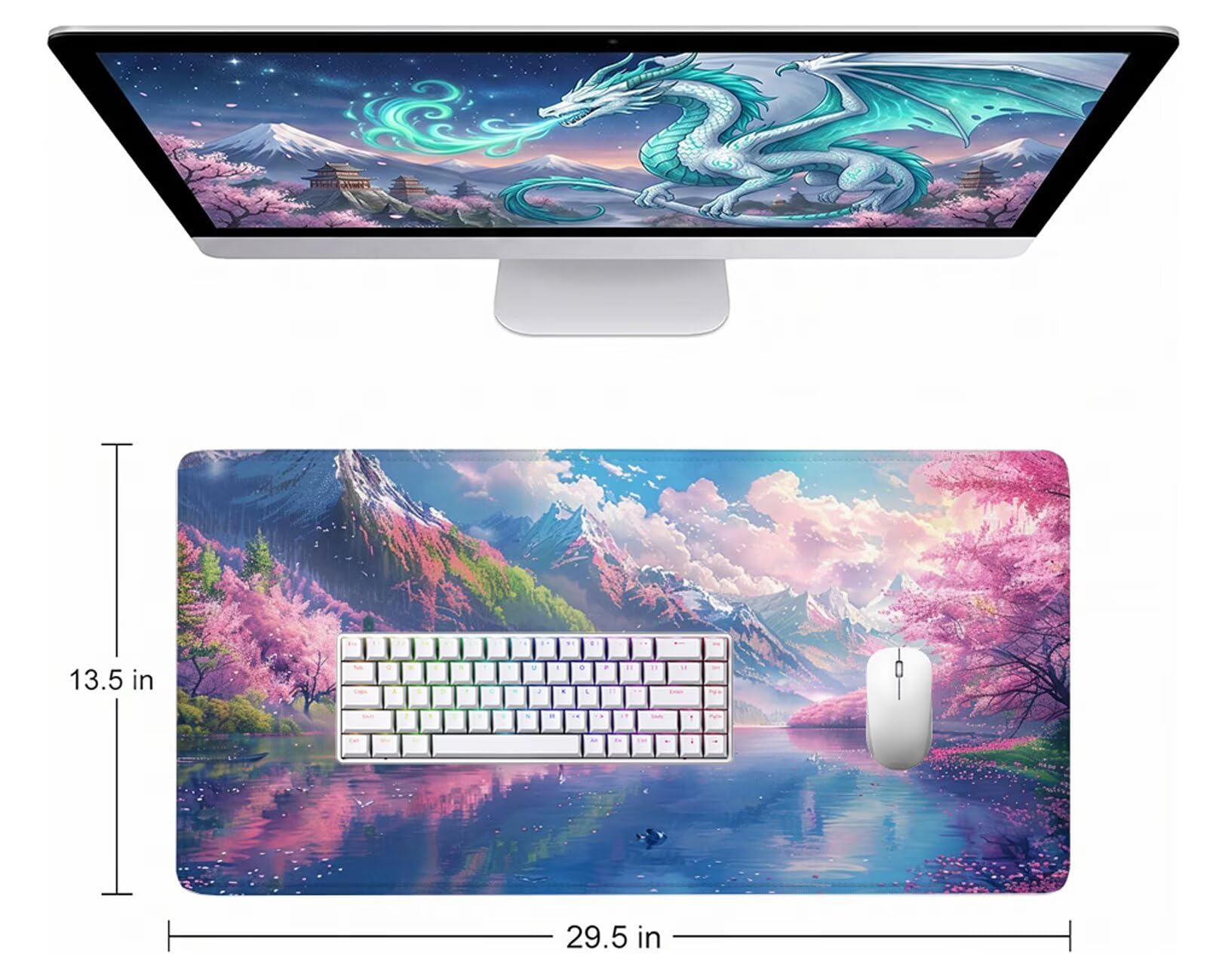 Paisaje Alfombrilla Ratón XXL 150x80 cm Mouse Pad Grande Gaming Lago Alfombrilla Escritorio Antideslizante, Protector de Mesa para Ordenador y Teclado, Alfombrilla Gamer con Bordes Cosidos W6-387